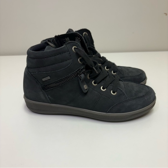 3/$30 Ara EU 35 Matilda Black Hydrobuk GTX High Top Gore Tex Sneakers Side Zip - Picture 3 of 11